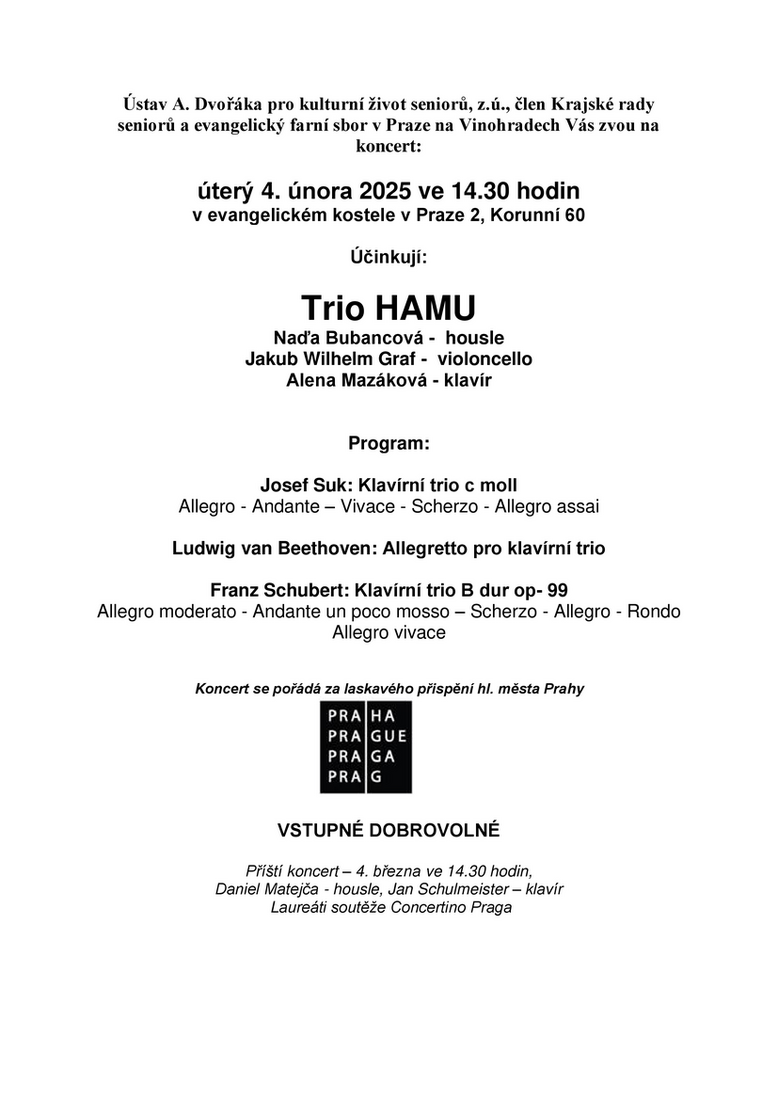 Program 4.2.2025 Klavírni trio HAMU