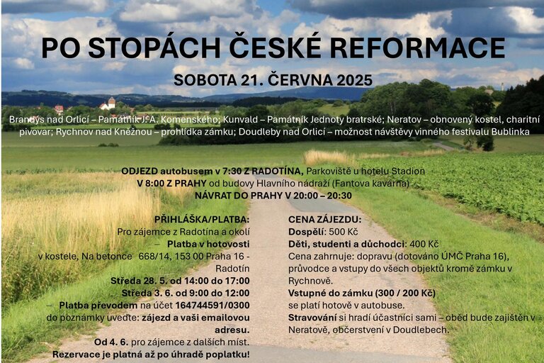 Po stopách české reformace, zájezd 21.6.2025